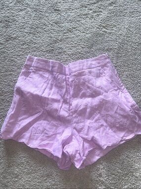 Abercrombie & Fitch Lavender High-Waist Linen-Blend Shorts